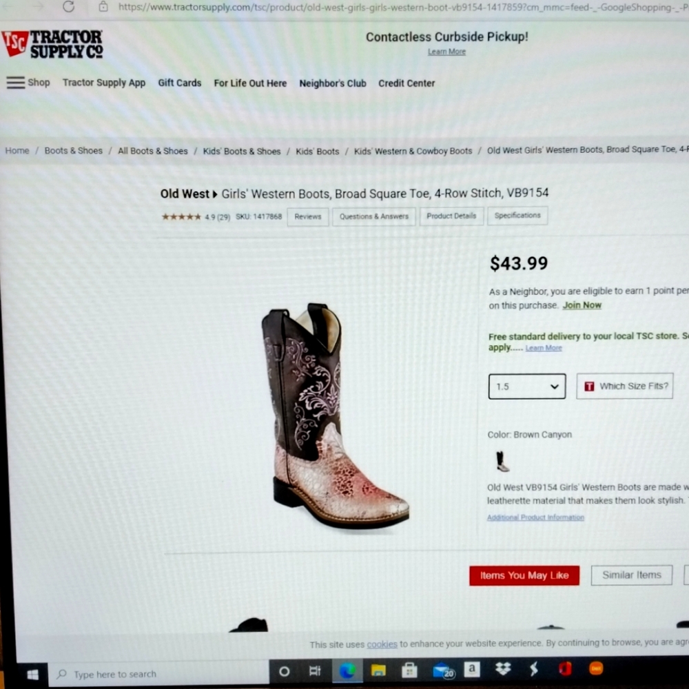 Old West Girls Pink And Brown Western Boots